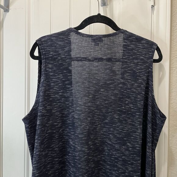Lularoe Joy Vest Open Duster Size L Navy Blue Gray Side Slits Boho Sleeveless - Picture 8 of 10